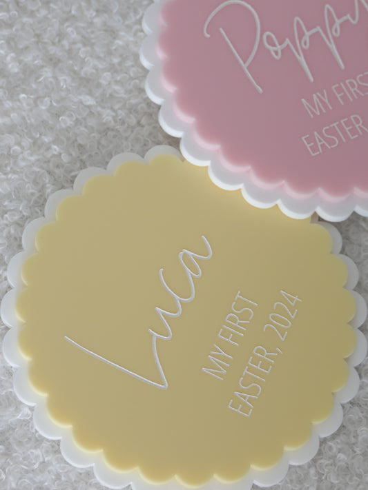 Personalised Scallop My First Easter Plaque