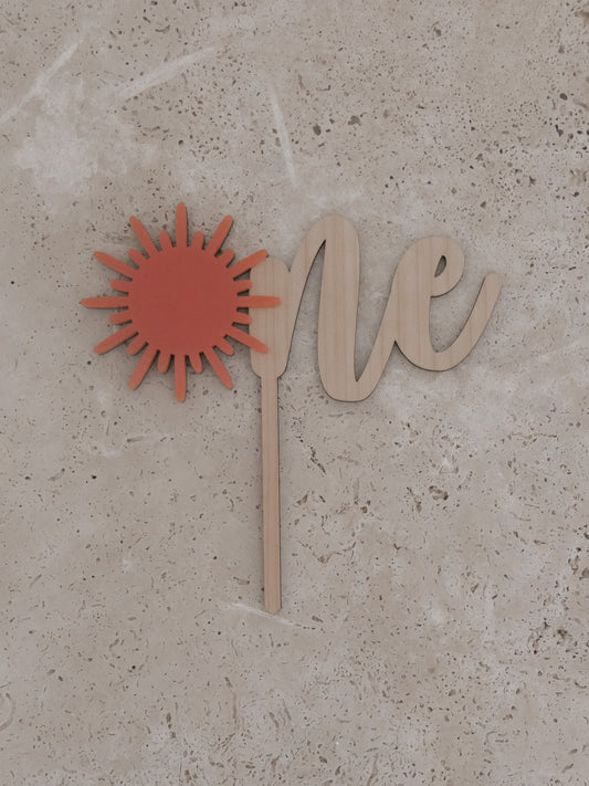 Sun One Wooden Cake Topper